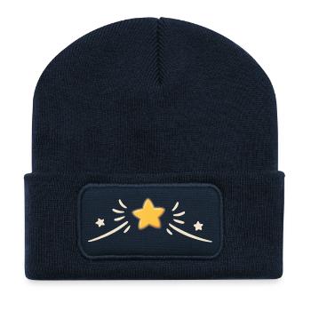 Funkelnder Stern und Funken - Recycelte Patch Beanie - French Navy - Vorne