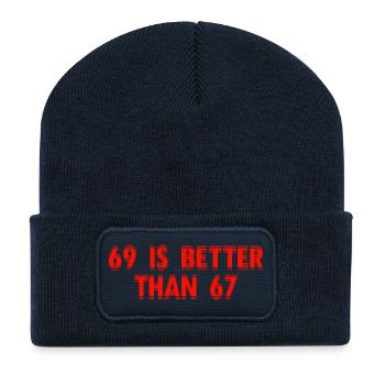 69 Is Better Than 67 -  lustige Erwachsenen Sprüch - Recycelte Patch Beanie - French Navy - Vorne