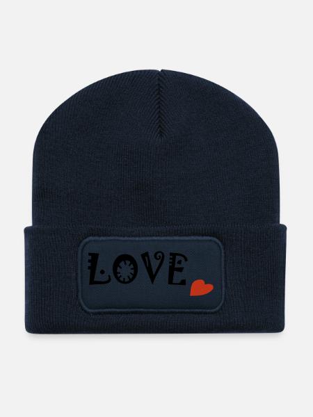 Amour - Beanie recyclé à patch - bleu marine