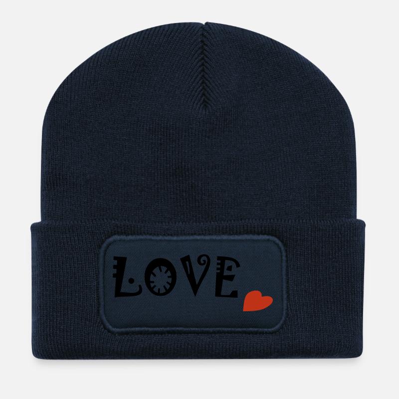 Amour - Beanie recyclé à patch - bleu marine