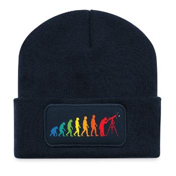 Evolution Astronomie – Weltraum Teleskop Design - Recycelte Patch Beanie - French Navy - Vorne