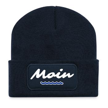 Wi secht Moin nordische Welle - Recycelte Patch Beanie - French Navy - Vorne