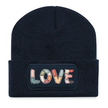 J’adore la couture patchwork design fait main - Beanie recyclé à patch - bleu marine - Devant