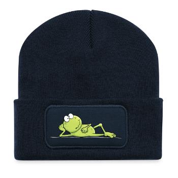 Kiss Me Fairy Tale Frog Cool Frog - Recycled Patch Beanie - french navy - Front