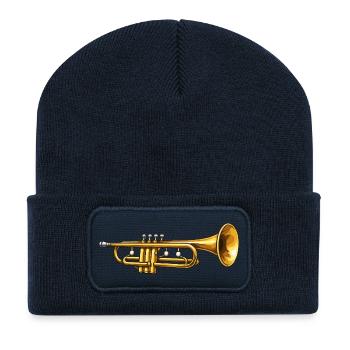 Jazz Trompette d’Or - Beanie recyclé à patch - bleu marine - Devant