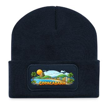 Copacabana Beach Panorama - Recycled Patch Beanie - french navy - Front