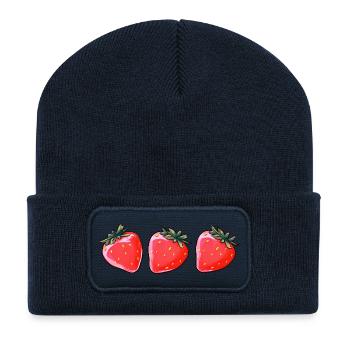 De jolies fraises - Beanie recyclé à patch - bleu marine - Devant