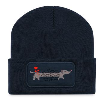 Dackel love Liebe  - Recycelte Patch Beanie - French Navy - Vorne