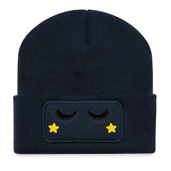 Conception des cils - Beanie recyclé à patch - bleu marine - Devant