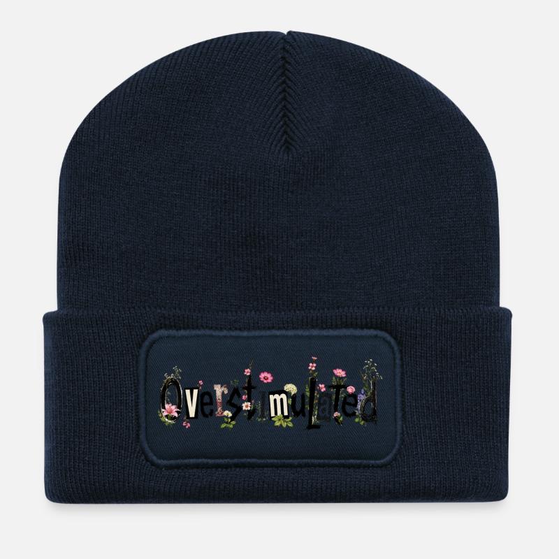 Retro Flower Watering – Vintage Garden Design - Recycled Patch Beanie - french navy