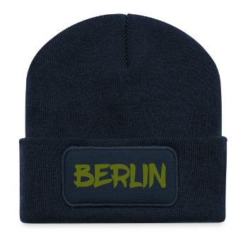 Berlin - Deutschland - Hauptstadt - Berliner Bär - Recycelte Patch Beanie - French Navy - Vorne