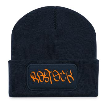 Rostock Graffiti Orange - Recycled Patch Beanie - french navy - Front