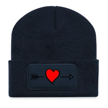 Heart contrast on black - Recycled Patch Beanie - french navy - Front