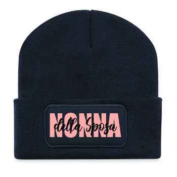 Großmutter der italienischen Braut - Recycelte Patch Beanie - French Navy - Vorne