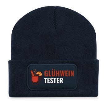 Glühwein Tester – Weihnachtsmarkt Shirt - Recycelte Patch Beanie - French Navy - Vorne