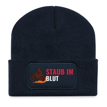 Staub im Blut – Motocross Shirt Geschenkidee - Recycelte Patch Beanie - French Navy - Vorne