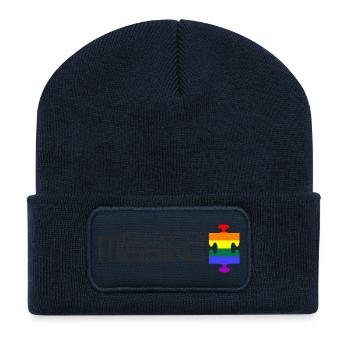 Du bist mein fehlendes Puzzleteil [Regenbogen] - Recycelte Patch Beanie - French Navy - Vorne