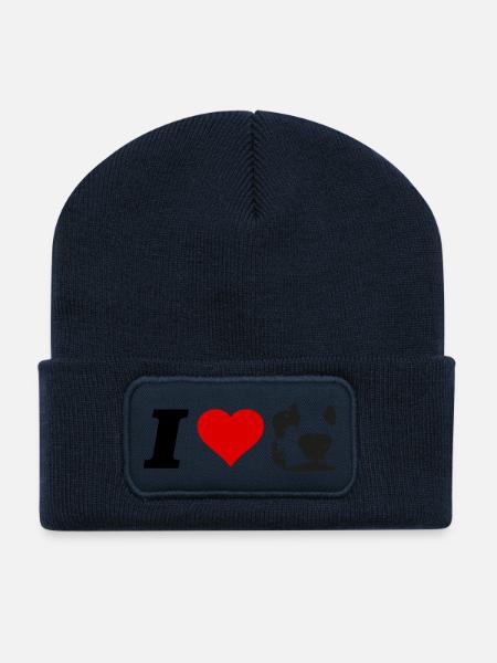 J'aime Jack Russel - Beanie recyclé à patch - bleu marine