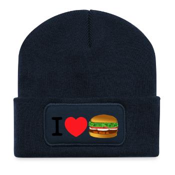 I love burgers - Recycled Patch Beanie - french navy - Front