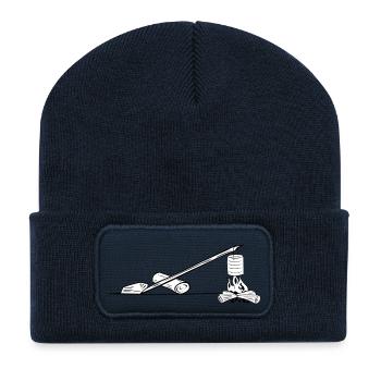 camping camper pfadfinder zelt teepee kochen80 - Recycelte Patch Beanie - French Navy - Vorne