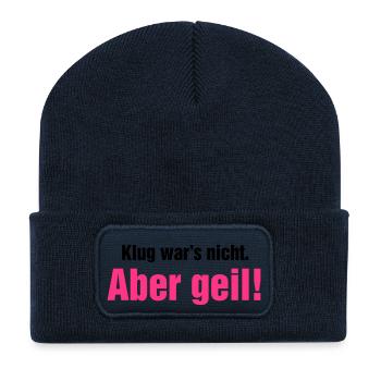 Klug war's nicht aber geil Wochenende krasse Party - Recycelte Patch Beanie - French Navy - Vorne
