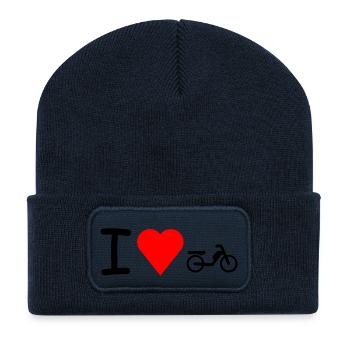 I love Mofa Moped Mokick - Recycelte Patch Beanie - French Navy - Vorne