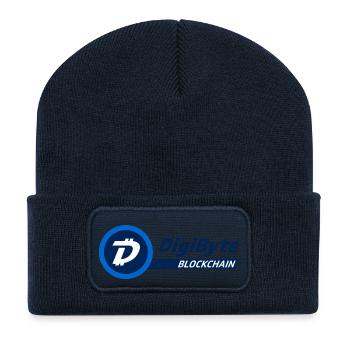 DigiByte Logo mit Text (DGB) - Recycelte Patch Beanie - French Navy - Vorne