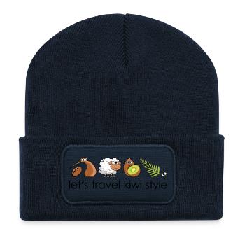 Neuseeland Icons Cartoons - Recycelte Patch Beanie - French Navy - Vorne