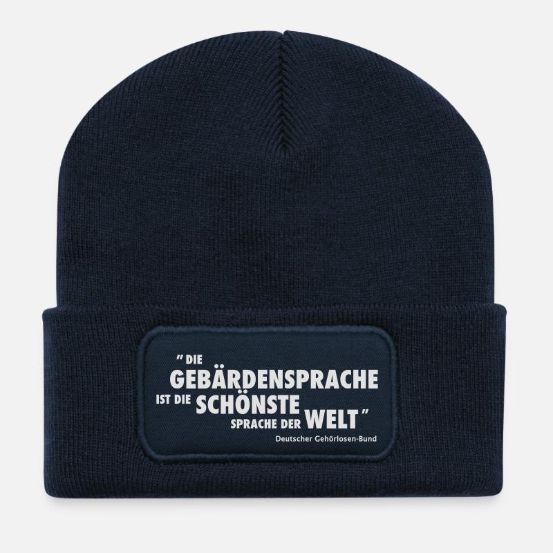 Gebärdensprache ist schönste Sprache der Welt - Recycelte Patch Beanie - French Navy