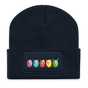 Drôle Hiboux - Oiseau - Oiseaux - Beanie recyclé à patch - bleu marine - Devant