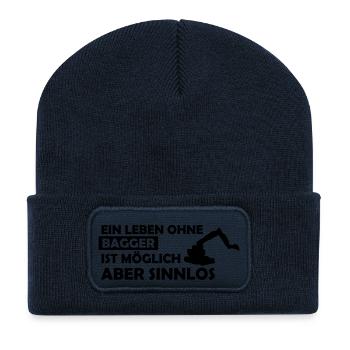 ein leben ohne bagger - Recycelte Patch Beanie - French Navy - Vorne