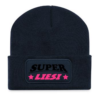 Super liesi - Beanie recyclé à patch - bleu marine - Devant