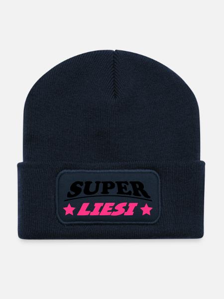 Super liesi - Beanie recyclé à patch - bleu marine