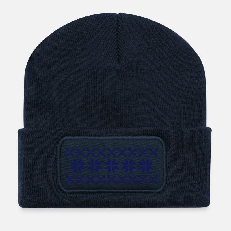 norwegen_muster_01 - Recycelte Patch Beanie - French Navy