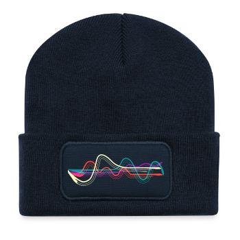 Lignes. - Beanie recyclé à patch - bleu marine - Devant