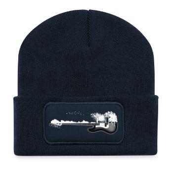 Gitarre Natur - Recycelte Patch Beanie - French Navy - Vorne