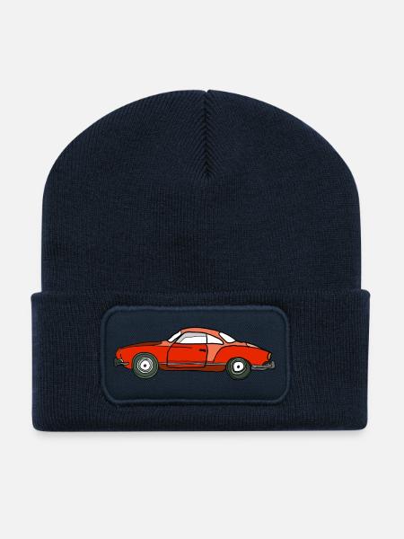 Roter Oldtimer Seitenansicht - Recycelte Patch Beanie - French Navy