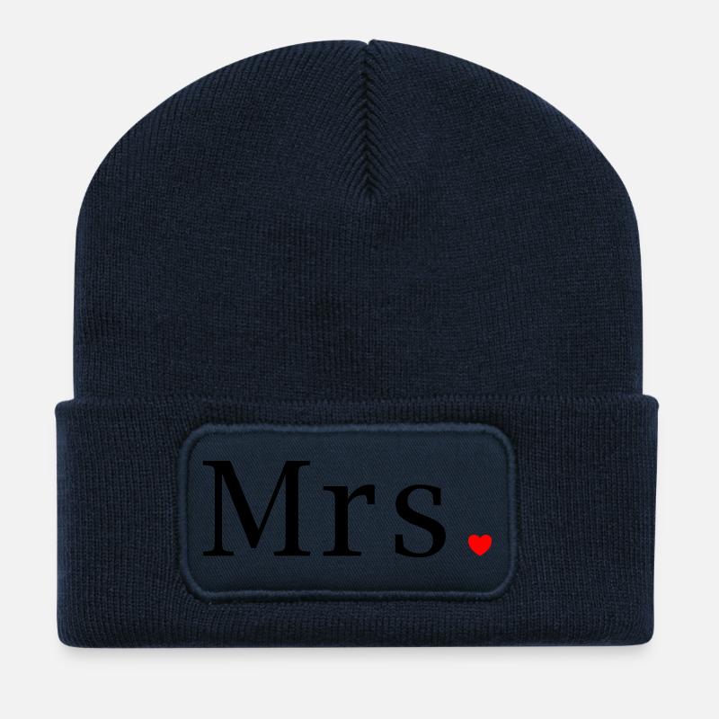 Mrs T-Shirt Hochzeit Geschenk Ehefrau Braut Herz - Recycelte Patch Beanie - French Navy