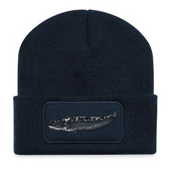 European Catfish Silurus Fishing Design - Recycled Patch Beanie - french navy - Front