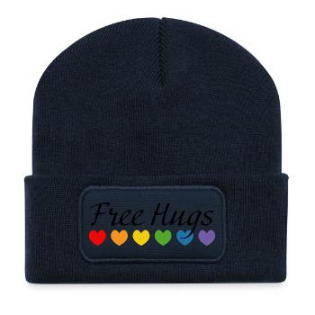 Regenbogenherzchen LGBT tshirt queer Free Hugs - Recycelte Patch Beanie - French Navy - Vorne