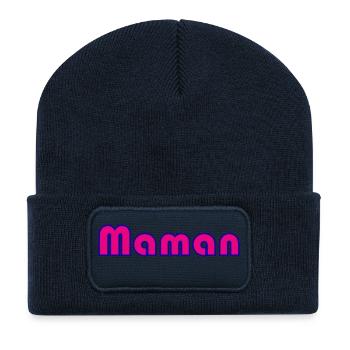 MAMAN. FÊTE DES MÈRES. BONNE FÊTE MAMAN. FETE - Beanie recyclé à patch - bleu marine - Devant