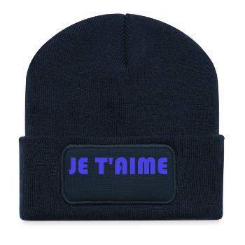 JE T'AIME. SAINT VALENTIN. EVJF. JE T'AIME. I LOVE - Beanie recyclé à patch - bleu marine - Devant