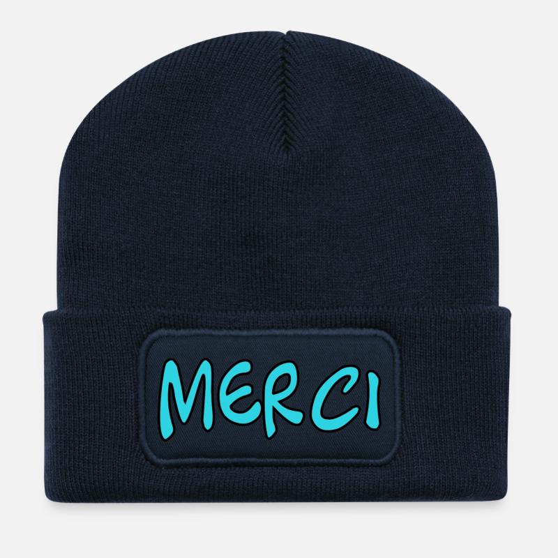 MERCI. MAÎTRESSE. MAÎTRE. MERCI MAÎTRESSE. MAITRE - Beanie recyclé à patch - bleu marine
