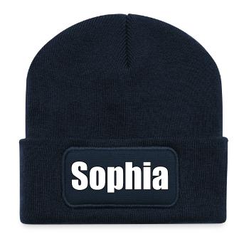 Sophia - (People's Name) - Recycled Patch Beanie - french navy - Front