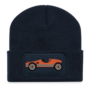 Red Textured Race Car - Recycled Patch Beanie - french navy - Front