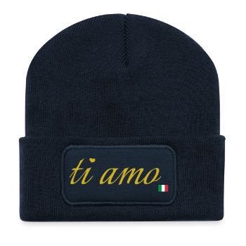 ti amo - Beanie recyclé à patch - bleu marine - Devant