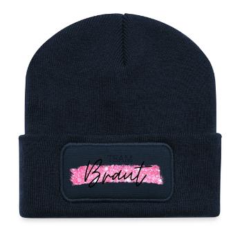Team Braut pink - Recycelte Patch Beanie - French Navy - Vorne
