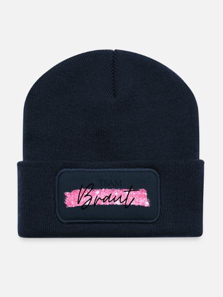 Team Braut pink - Recycelte Patch Beanie - French Navy