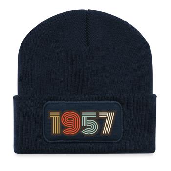 1957 Retro Jahrgang - Recycelte Patch Beanie - French Navy - Vorne