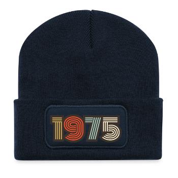1975 Retro Jahrgang - Recycelte Patch Beanie - French Navy - Vorne
